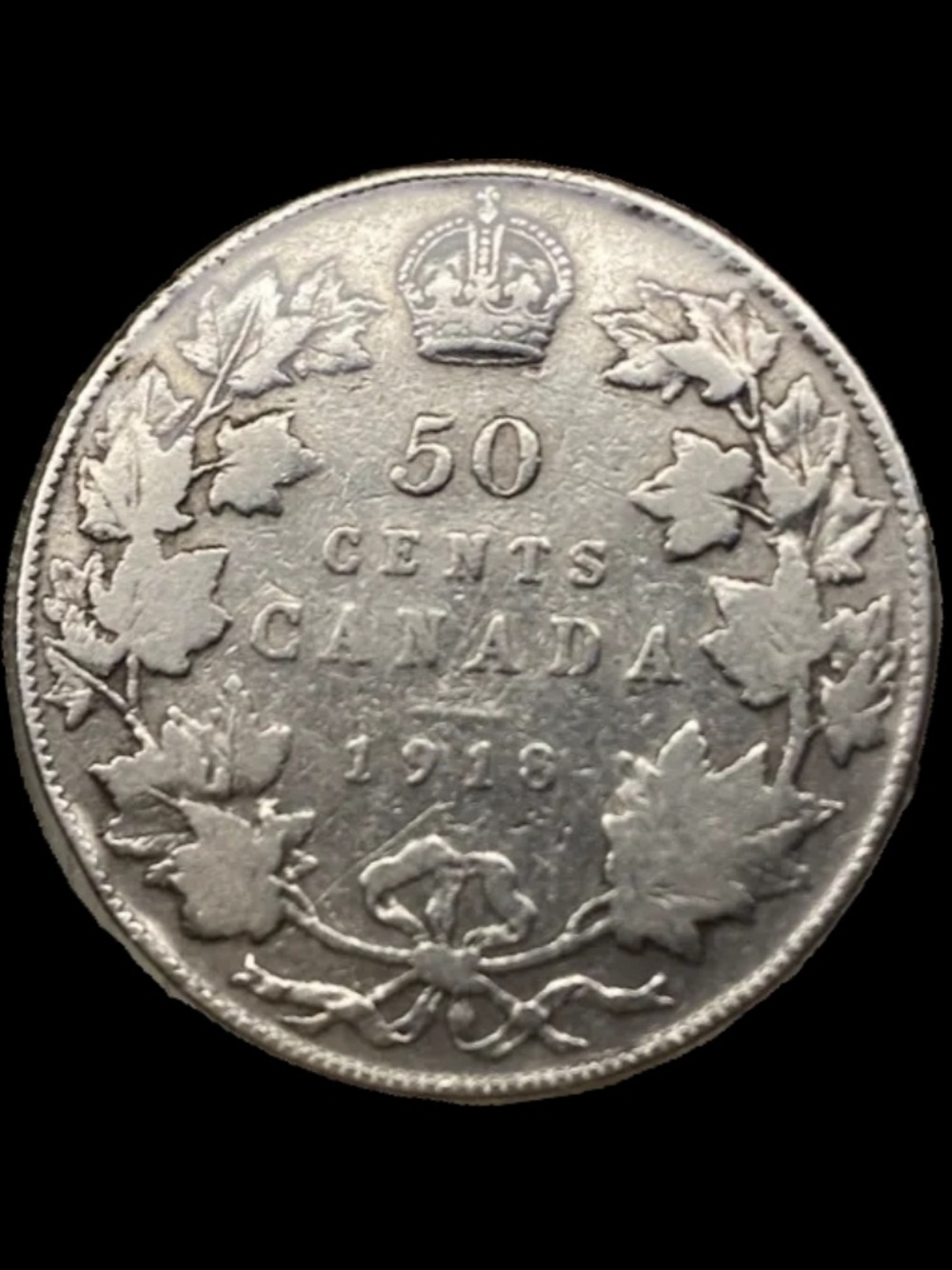 Canada 50 Cents Coin - Silver Tone 1918 vintage